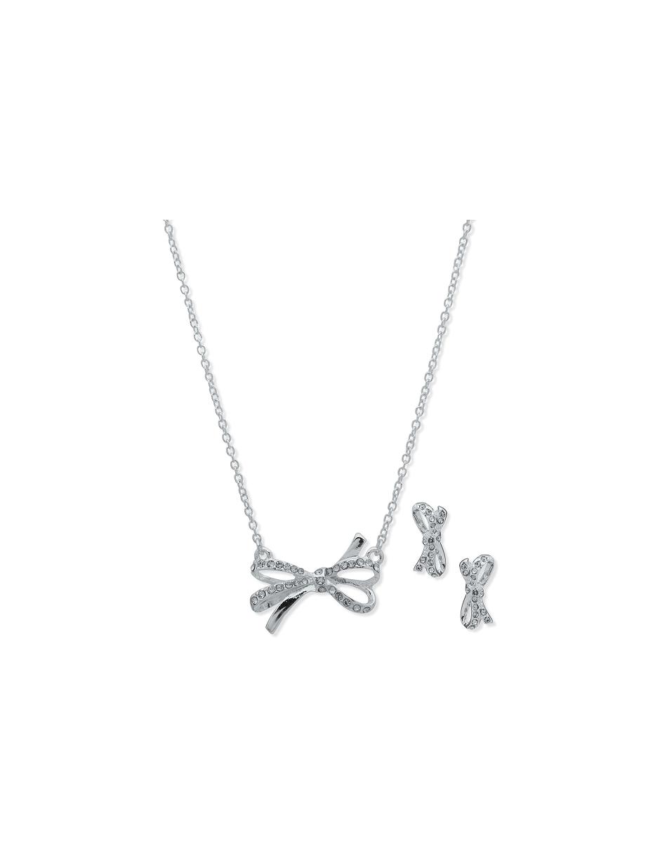 Ensembles de bijoux Anne Klein Bow Necklace and Earring Set in Pouch   | QZY-8538633